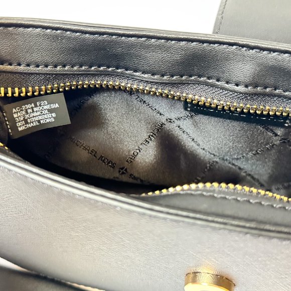 Michael Kors Carmen Small Pouchette Shoulder Chain Bag Black/Gold Toned Hardware - Picture 13 of 14